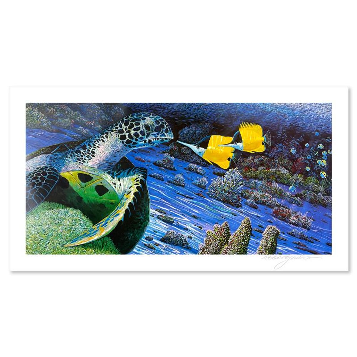 Robert Lyn Nelson, "The Turtle and the Butterfly" Limited Edition Mixed Media, Numbered and Hand Signed with Letter of Authenticity