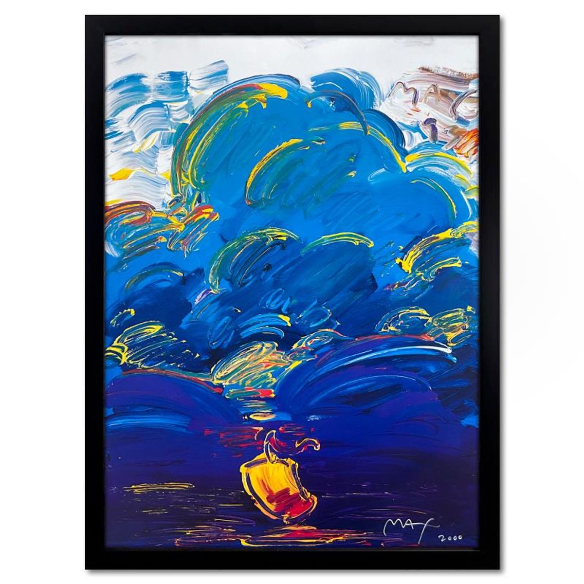 Peter Max, "Summer Storm" Framed Hand Signed Offset Lithograph with Letter of Authenticity.