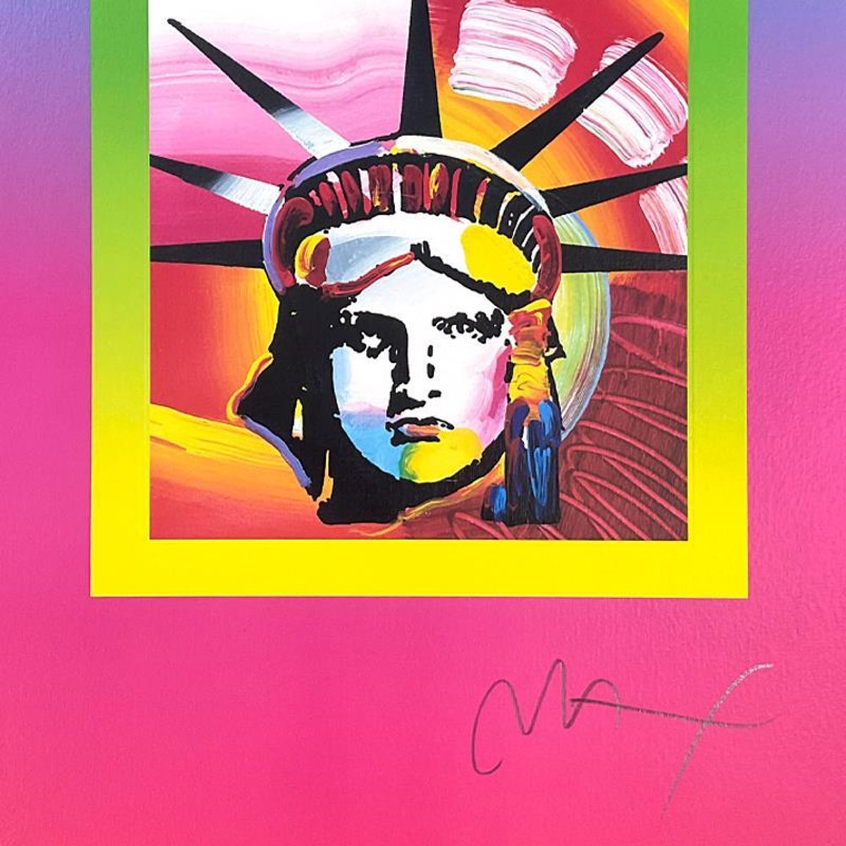 Peter Max (1937-2026), "Liberty Head on Blends Ver II" Framed Limited Edition Lithograph, Numbered and Hand Signed with Certificate of Authenticity.