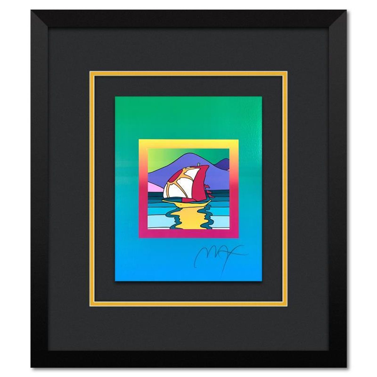 Peter Max, "Sailboat East on Blends Ver. II" Framed Limited Edition Lithograph, Numbered and Hand Signed with Certificate of Authenticity