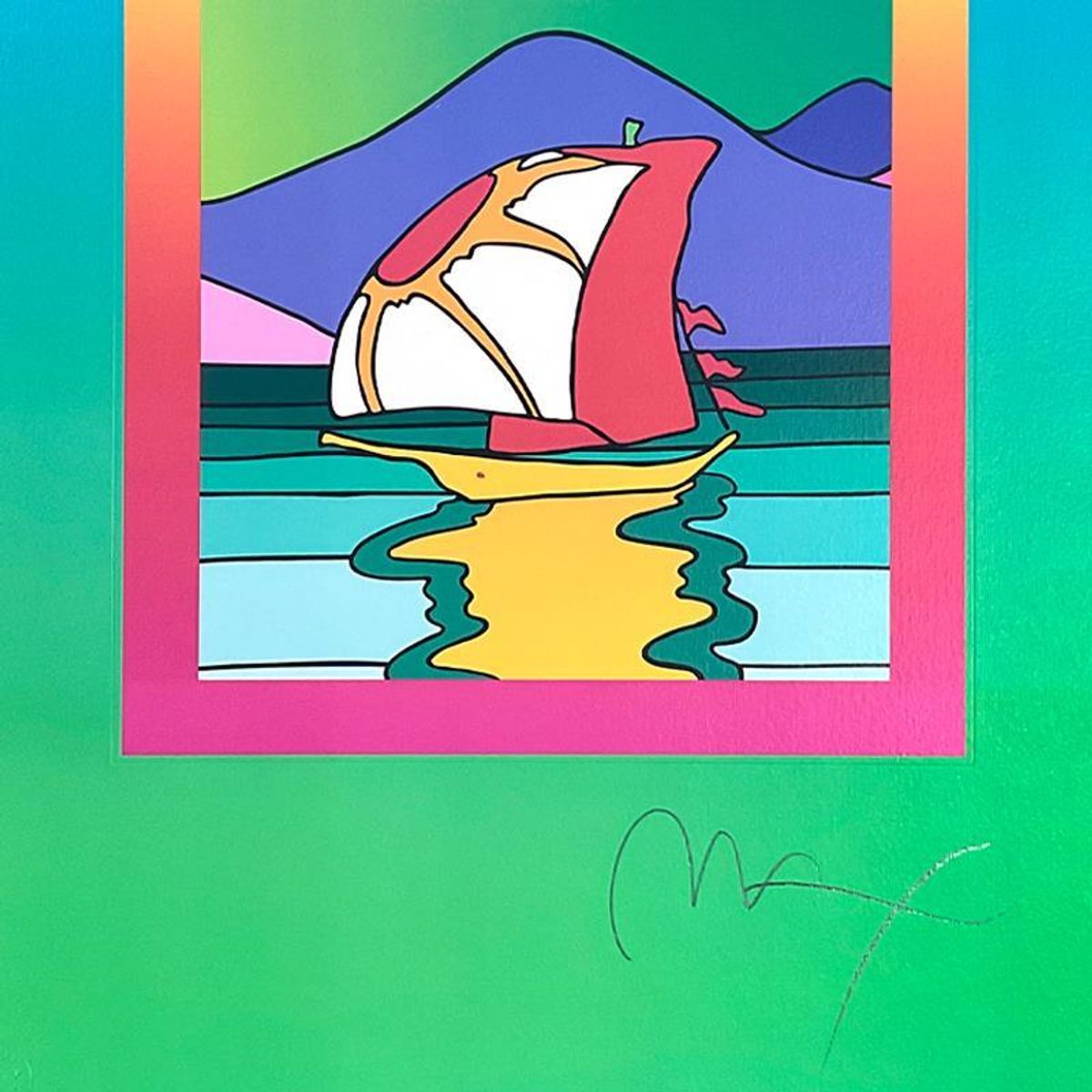 Peter Max, "Sailboat East on Blends" Framed Limited Edition Lithograph, Numbered and Hand Signed with Certificate of Authenticity