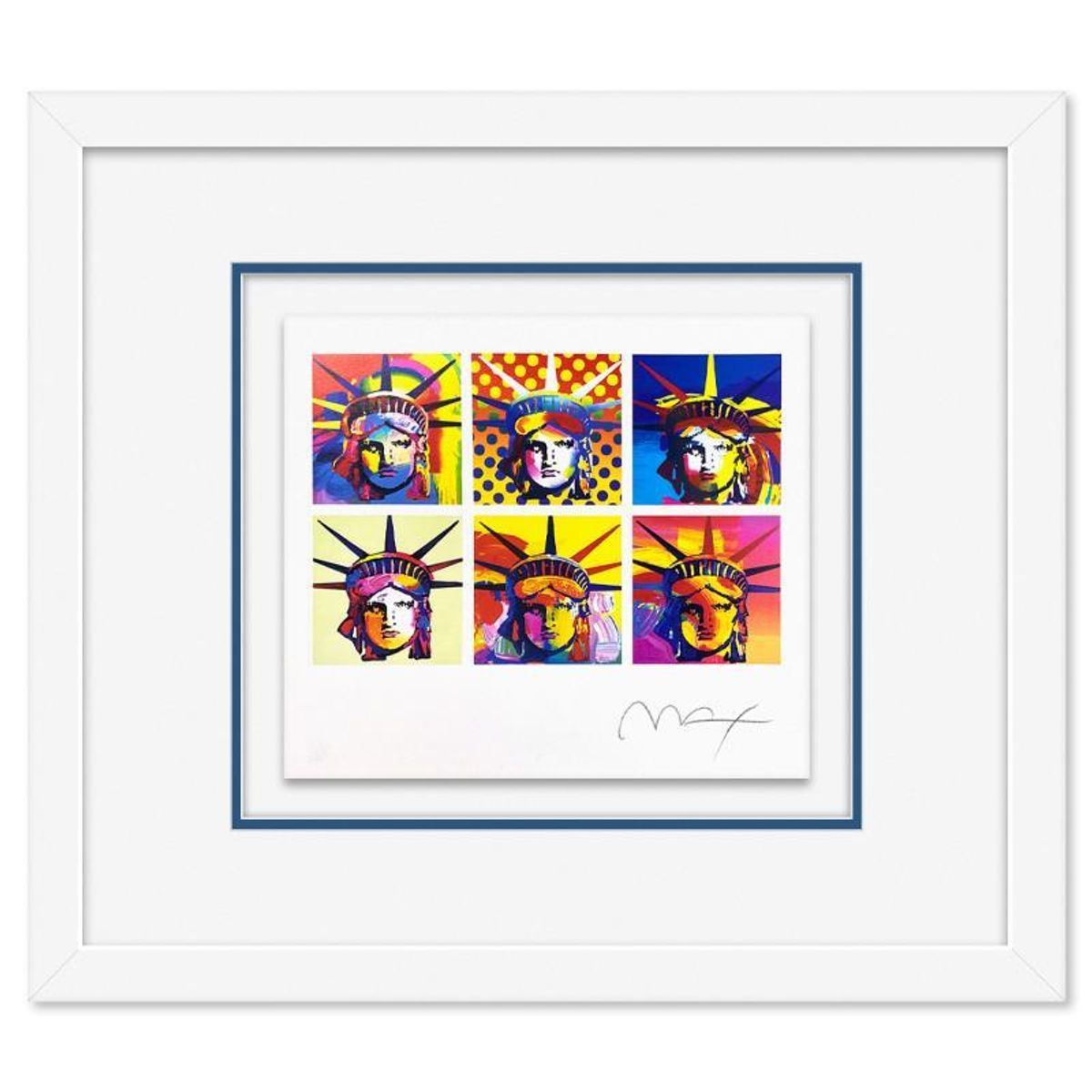 Peter Max, "Six Liberties" Framed Limited Edition Lithograph, Numbered and Hand Signed with Certificate of Authenticity