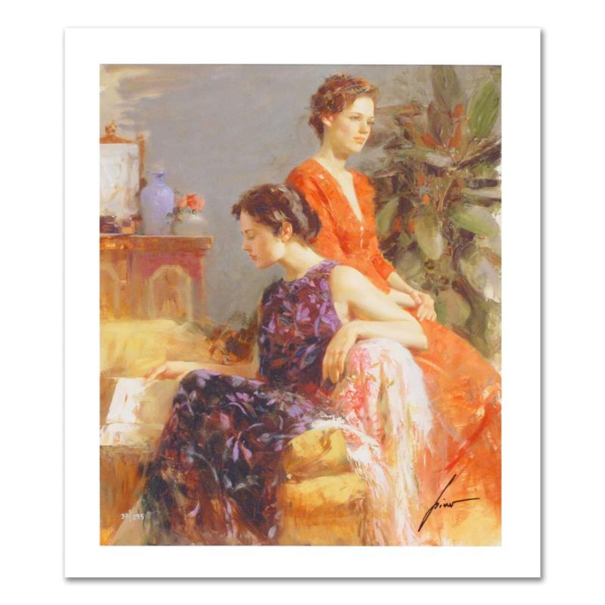 Pino (1939-2010), "Lazy Afternoon" Limited Edition on Canvas, Numbered and Hand Signed with Certificate of Authenticity.