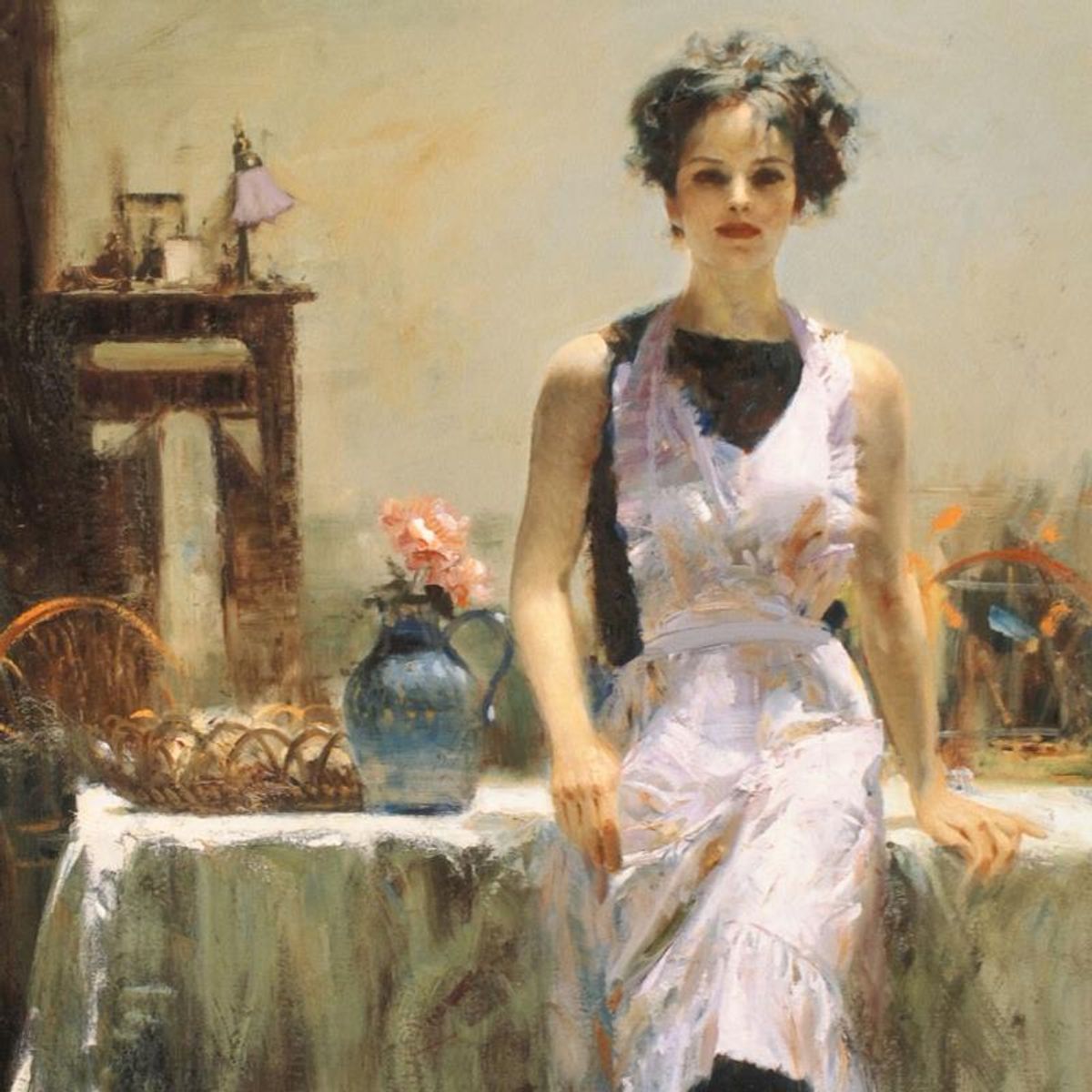 Pino (1939-2010), "Evening Thoughts" Limited Edition on Canvas, Numbered and Hand Signed with Certificate of Authenticity.