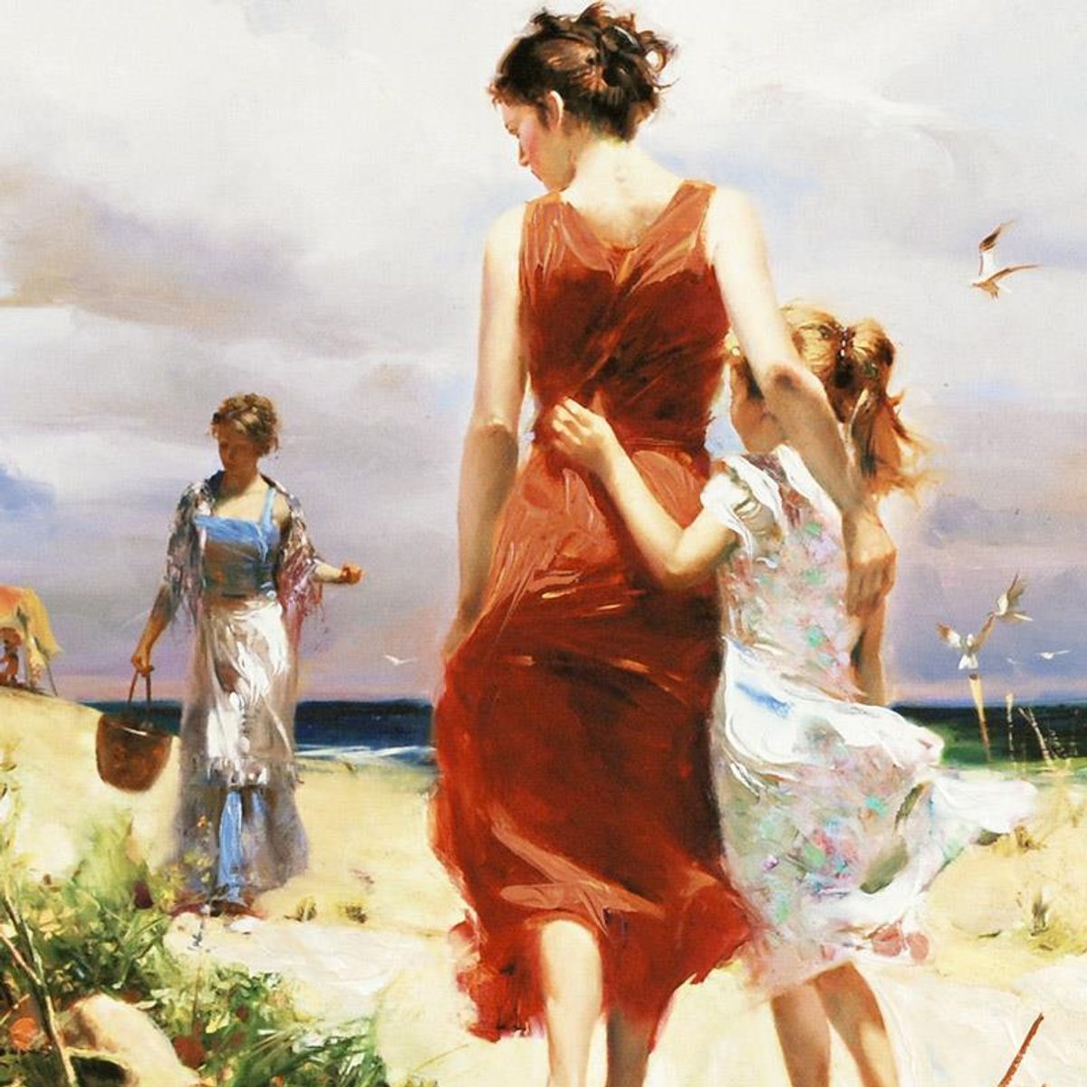 Pino (1939-2010) "Breezy Days" Limited Edition on Canvas, Numbered and Hand Signed with Certificate of Authenticity.