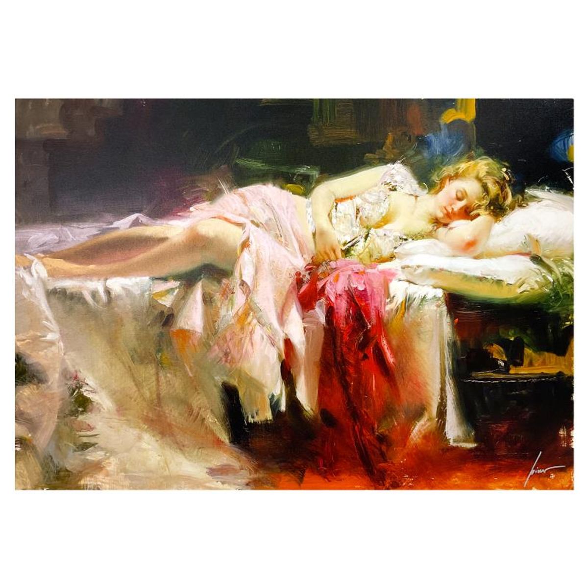 Pino (1939-2010) "Estelle" Limited Edition on Canvas, Numbered and Hand Signed with Certificate of Authenticity.