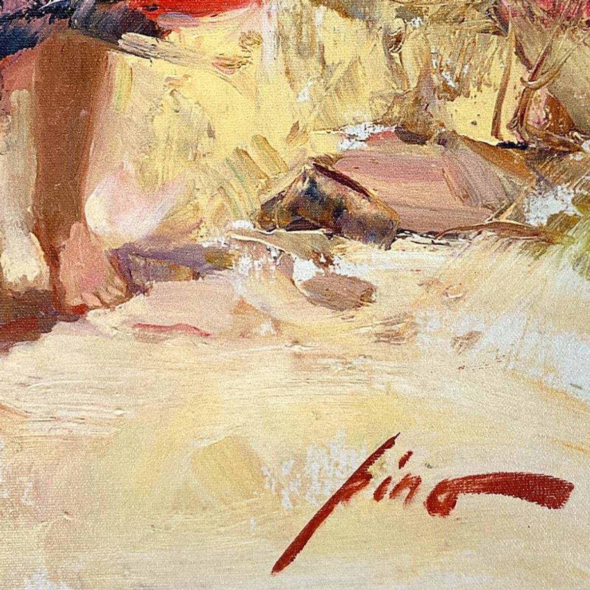 Pino (1939-2010) "Gathering Wildflowers" Hand Embellished Limited Edition on Canvas, Numbered and Hand Signed with Certificate of Authenticity.