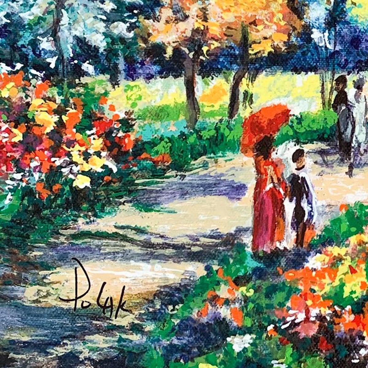 Dimitri Polak (1922-2008), "Red Umbrella" Hand Signed Limited Edition Serigraph on Canvas with Letter of Authenticity.