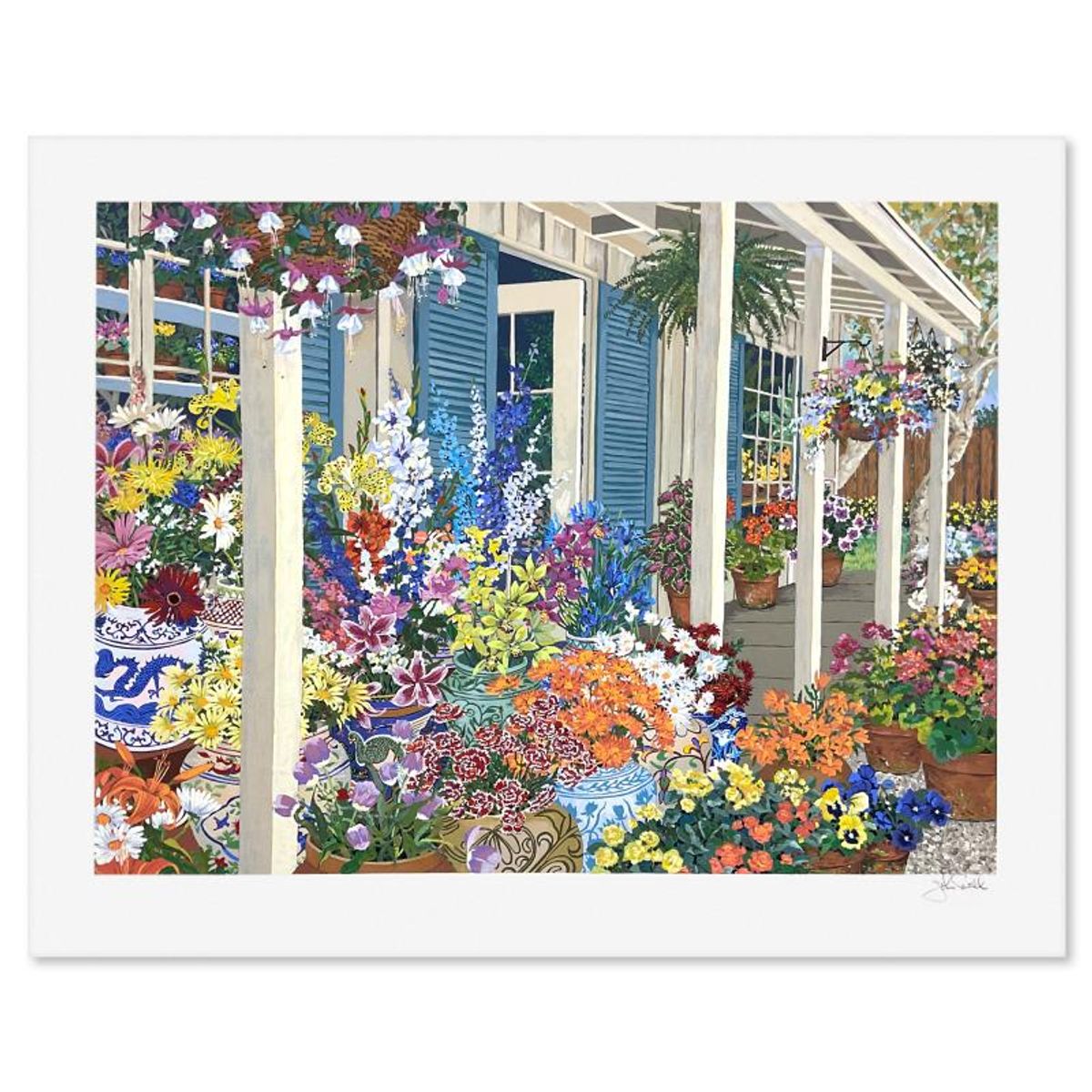 John Powell, "Jolain's Flowers" Limited Edition Printer's Proof Serigraph, Numbered and Hand Signed with Letter of Authenticity.