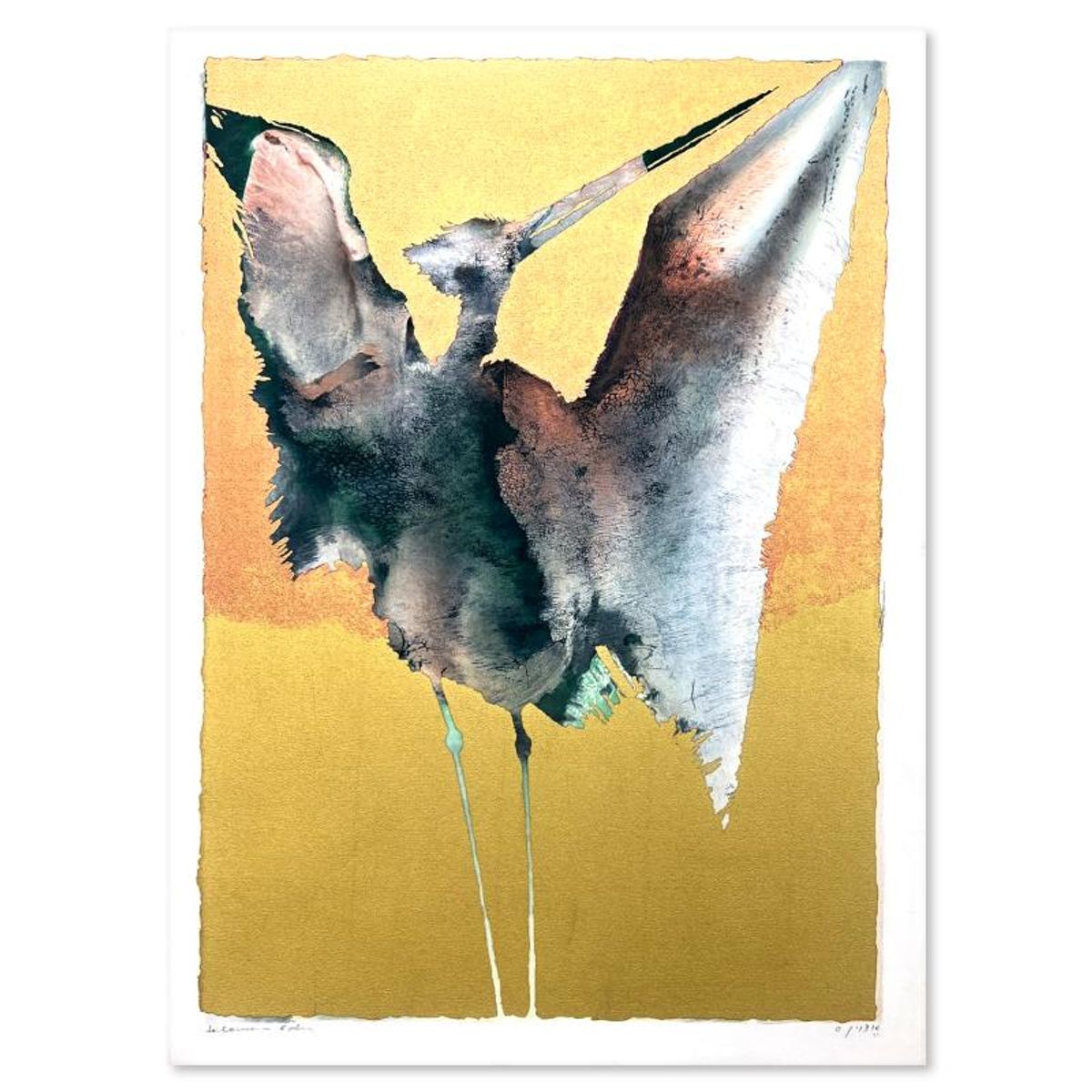 Edwin Salomon (1935-2014), "Golden Stork" Limited Edition Serigraph, Hand Signed and Numbered; Letter of Authenticity.