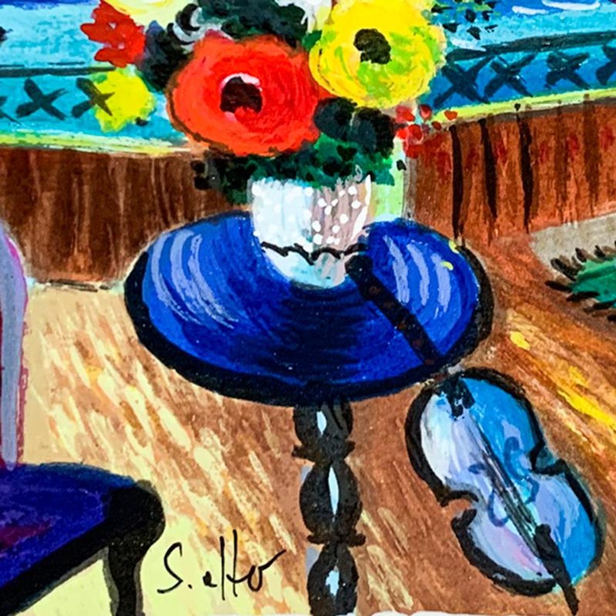 Shlomo Alter (1936-2021), "Spanish Guitar" Hand Signed Limited Edition Serigraph on Paper with Letter of Authenticity.