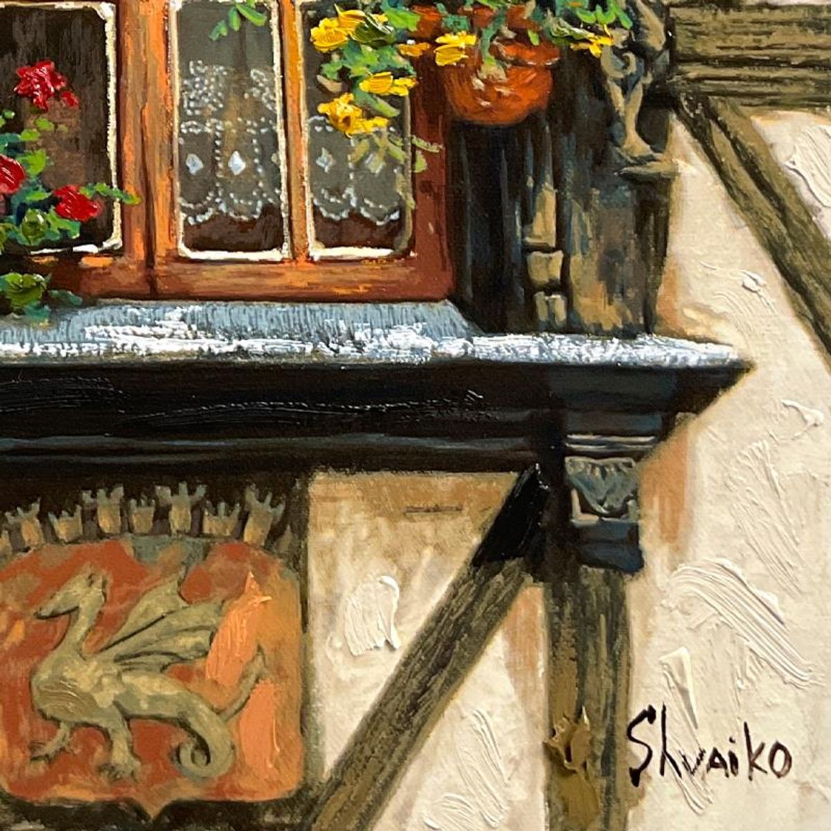 Viktor Shvaiko, "Windows of France" Hand Embellished Limited Edition Printer's Proof on Canvas, Numbered and Hand Signed with Letter of Authenticity.