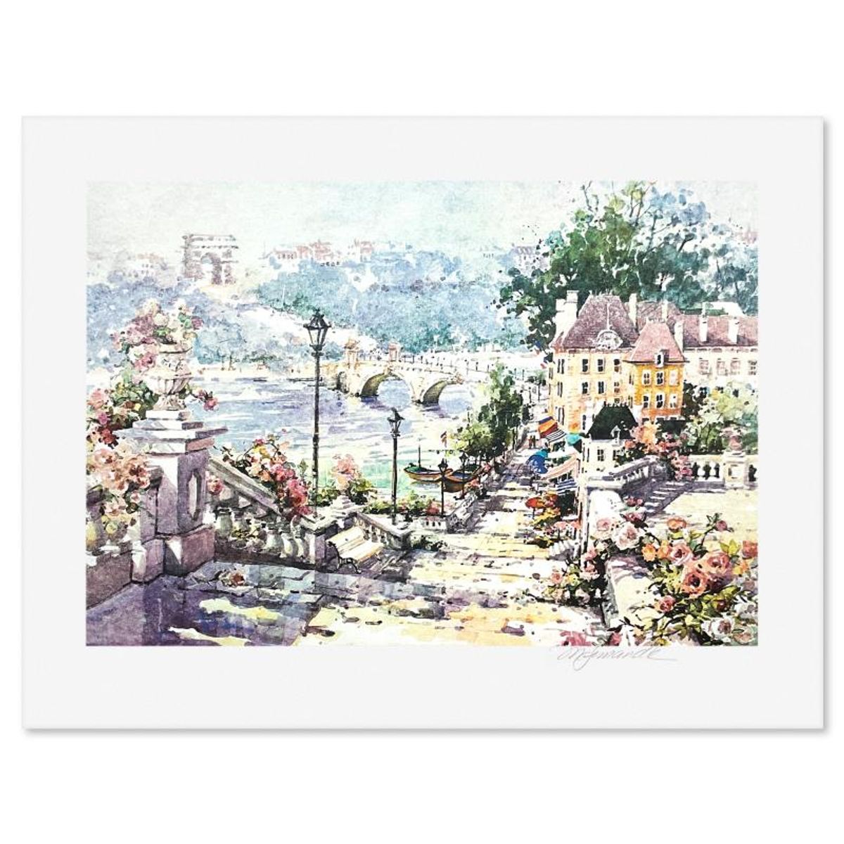 Marilyn Simandle, "Paris View" Limited Edition Serigraph, HC Numbered and Hand Signed with Letter of Authenticity