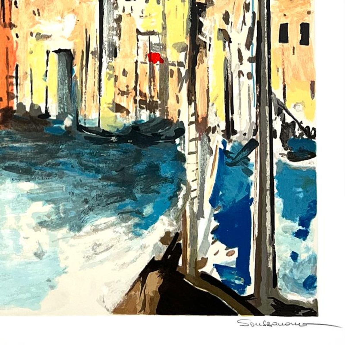 Jacques Soussana, "Vieux Port de Marseille" Hand Signed, Numbered Limited Edition with Letter of Authenticity.
