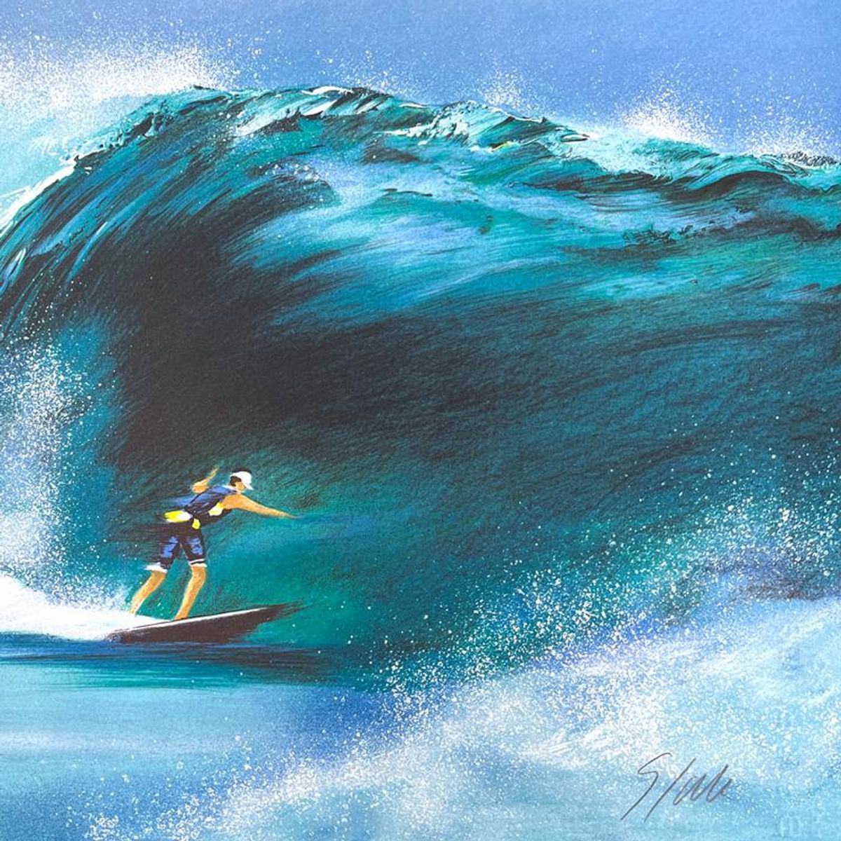 Victor Spahn, "The Wave" hand signed limited edition lithograph with Certificate of Authenticity.