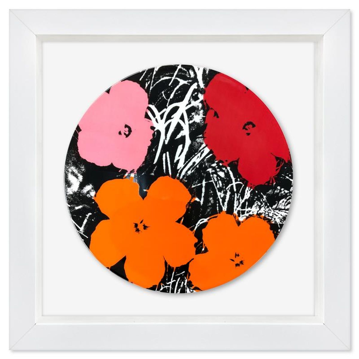 Andy Warhol (1928-1987), "Flowers" Framed Limoges Porcelain Plate.