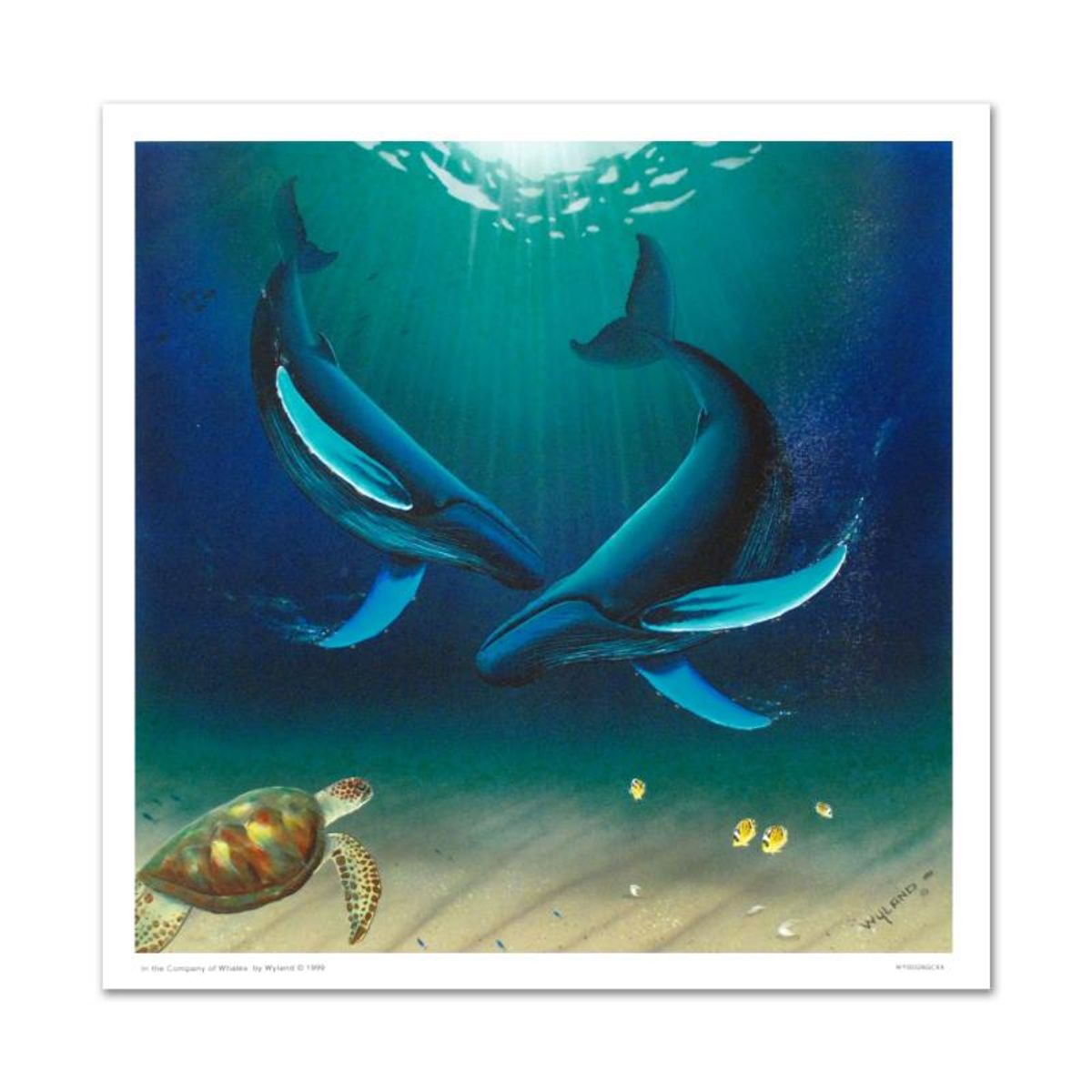 Wyland, "In the Company of Whales" Hand Signed Limited Edition Giclee on Canvas with Certificate of Authenticity.