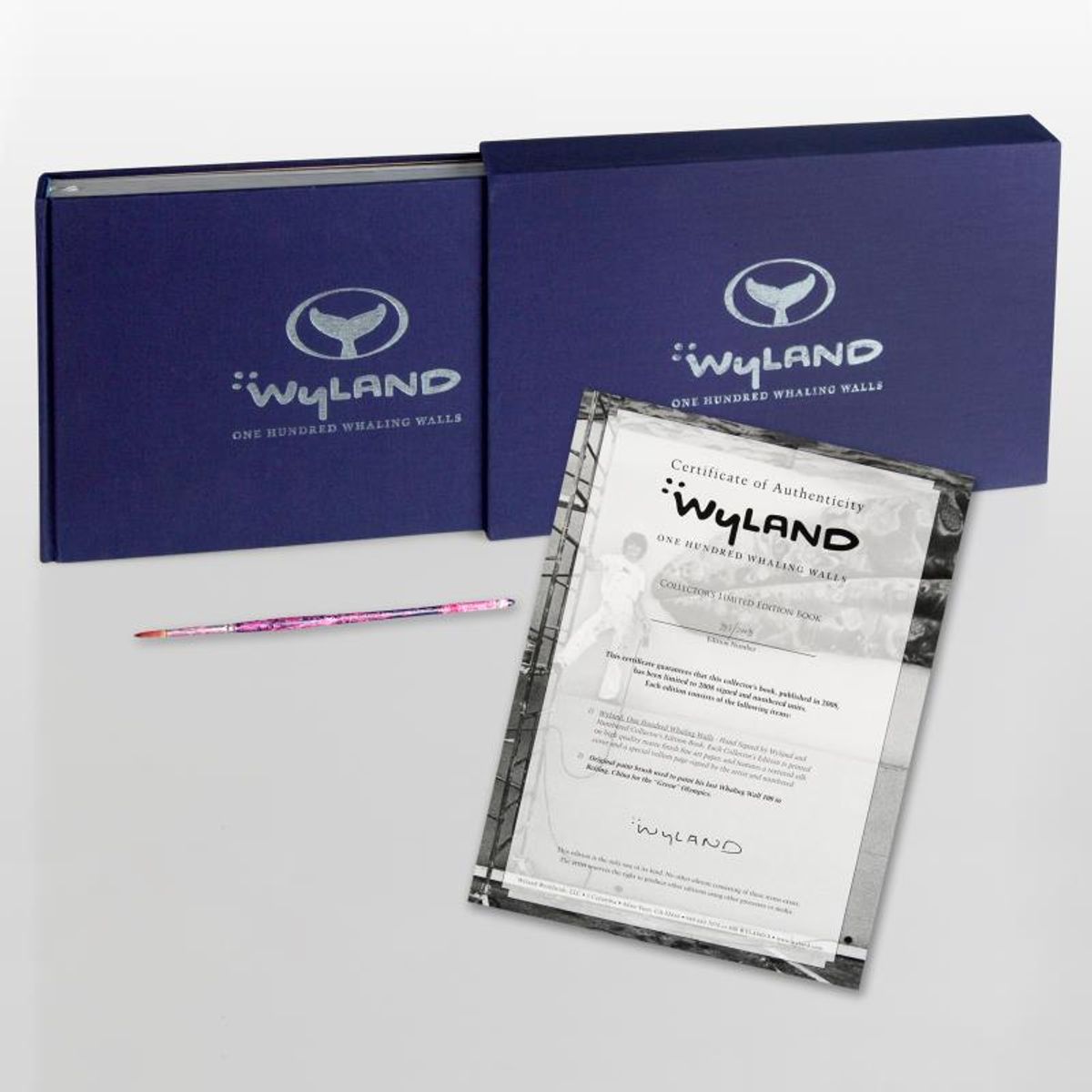Wyland, "100 Whaling Walls" (2008) Limited Edition Collector's Fine Art Book by World-Renowned Artist Wyland. Comes with One of the Actual Paint Brushes Used to Paint The Whaling Wall