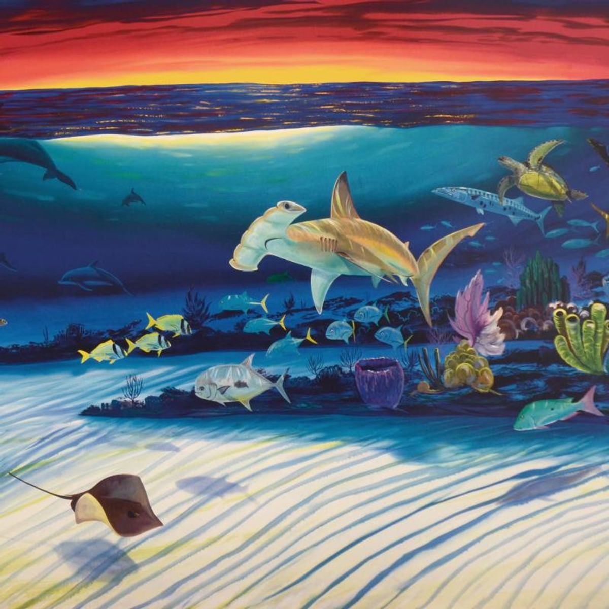 Wyland, "Sea Life Below" Limited Edition Lithograph, Numbered and Hand Signed with Certificate of Authenticity.