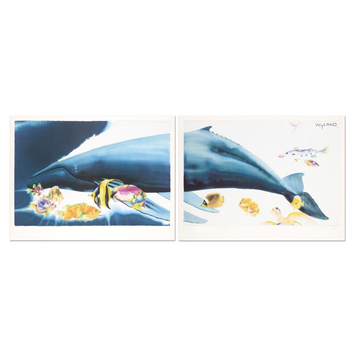 I Want To Dive Into Your Ocean (Diptych) Limited Edition Lithograph (62" x 21") by Wyland and Tracey Taylor, Numbered and Hand Signed with Certificate of Authenticity.