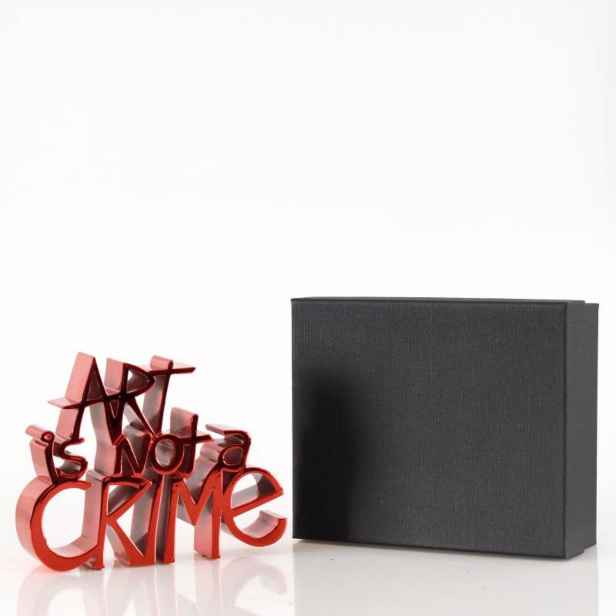 Mr. Brainwash- Resin Sculpture "Art Is Not a Crime (Chrome Red)"