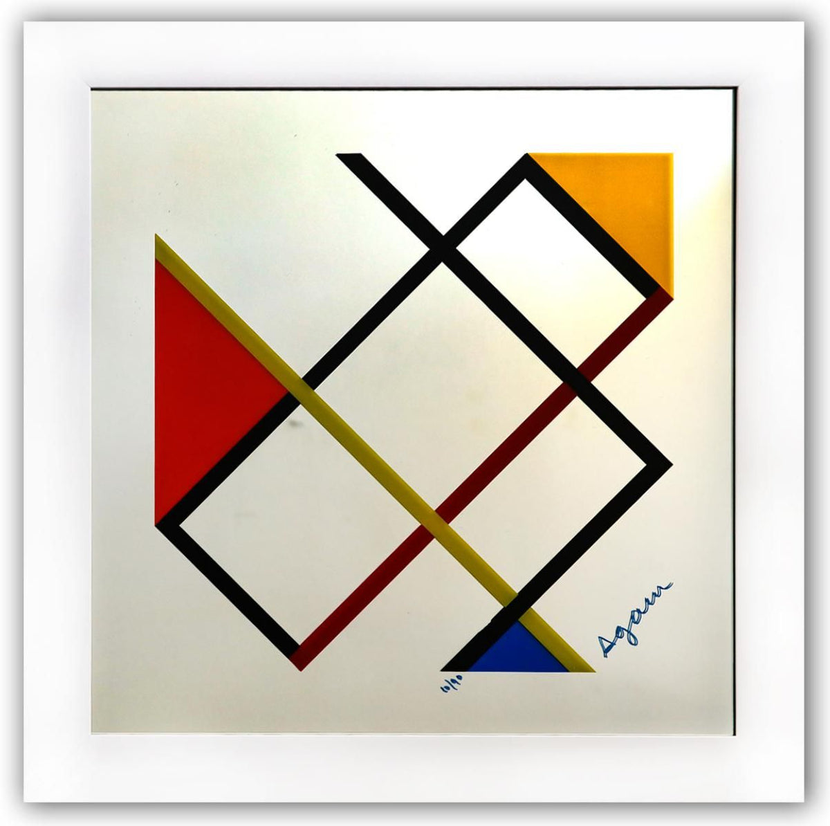 Yaacov Agam- Color Serigraph with Pigments on Glass Mirror "Homage to Mondrian"