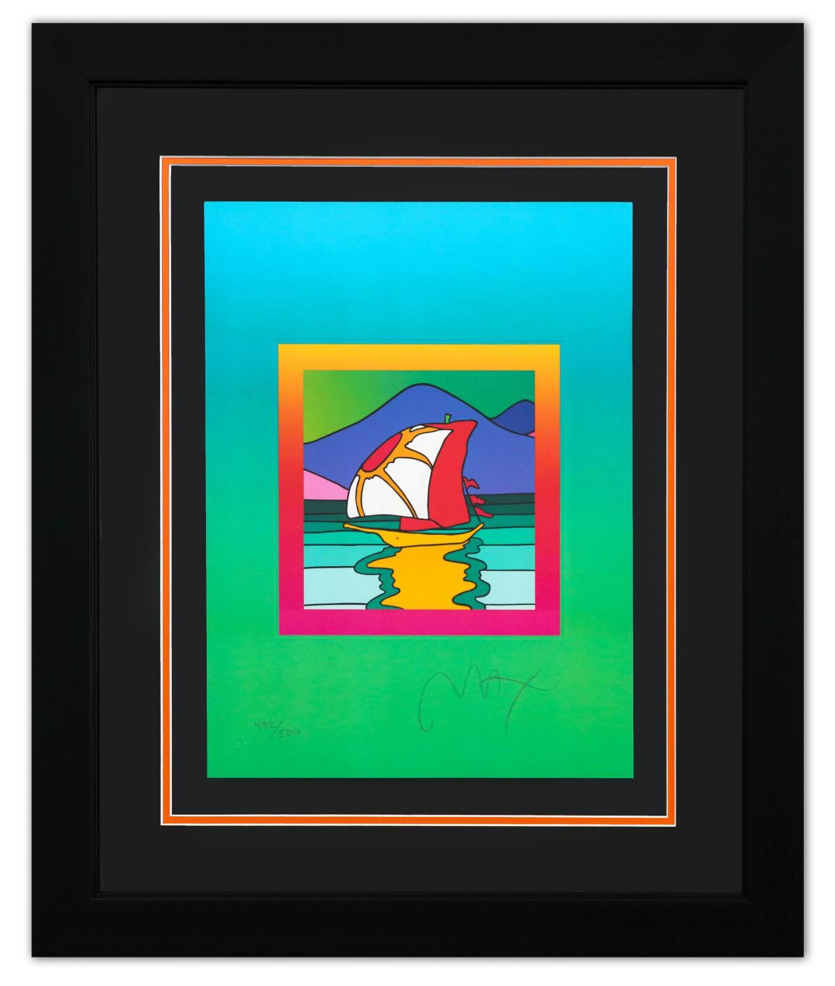Peter Max- Original Lithograph "Sailboat East on Blends"