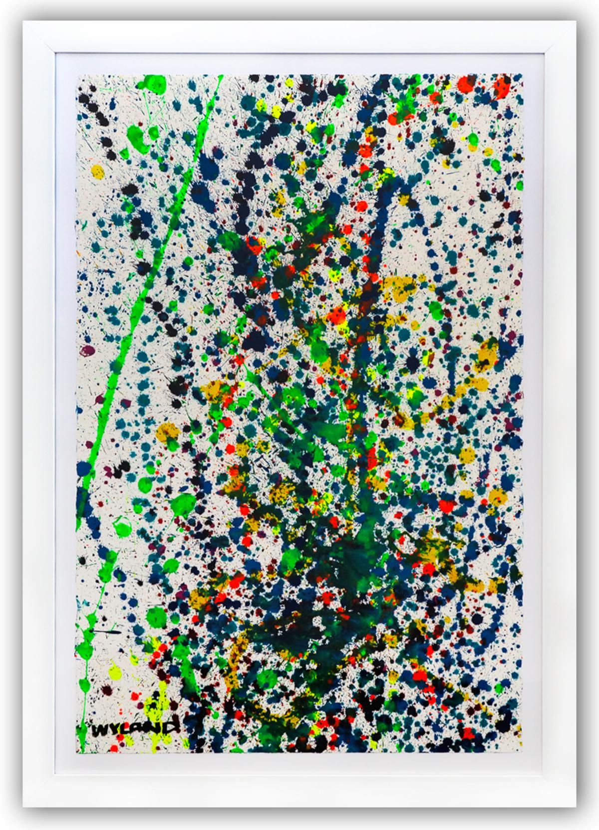 Wyland- Original Watercolor Painting on Deckle Edge Paper "Abstract Drip"