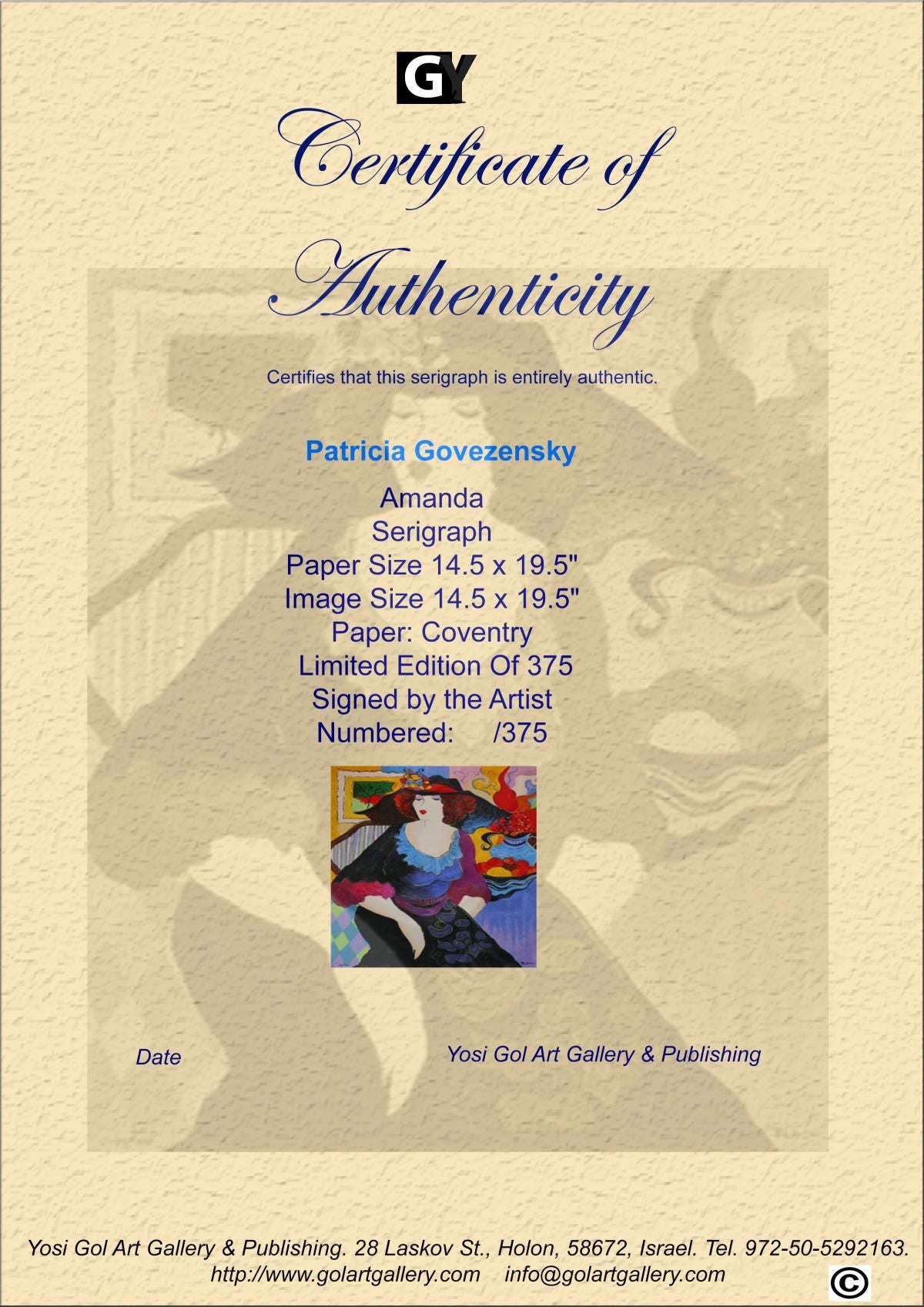 Patricia Govezensky- Original Serigraph on Paper "Amanda"
