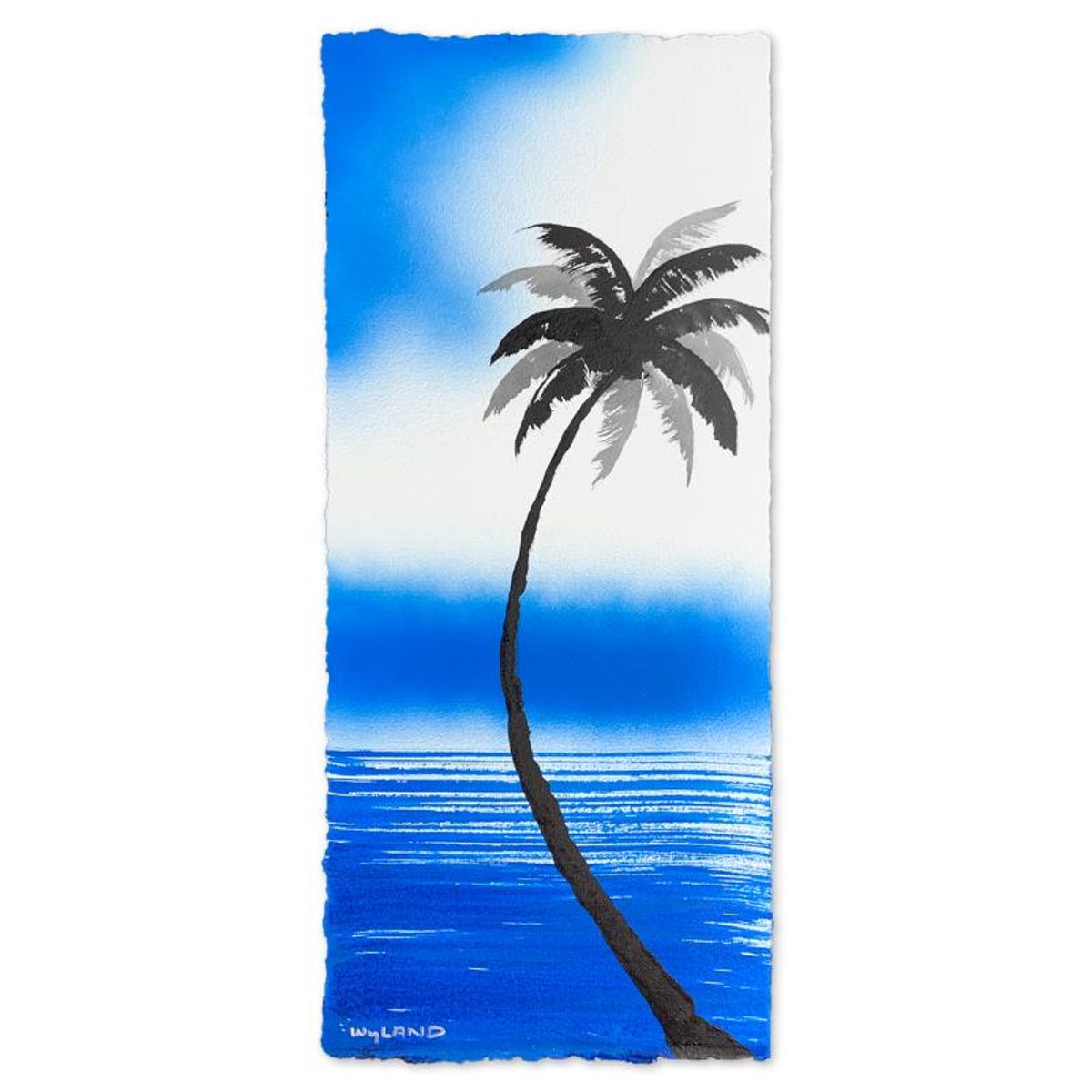 Wyland- Original Watercolor Painting on Deckle Edge Paper "Palm Trees"