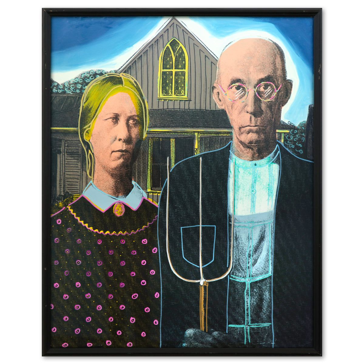 Steve Kaufman- Hand Embellish Limited Edition Silkcreen "American Gothic"