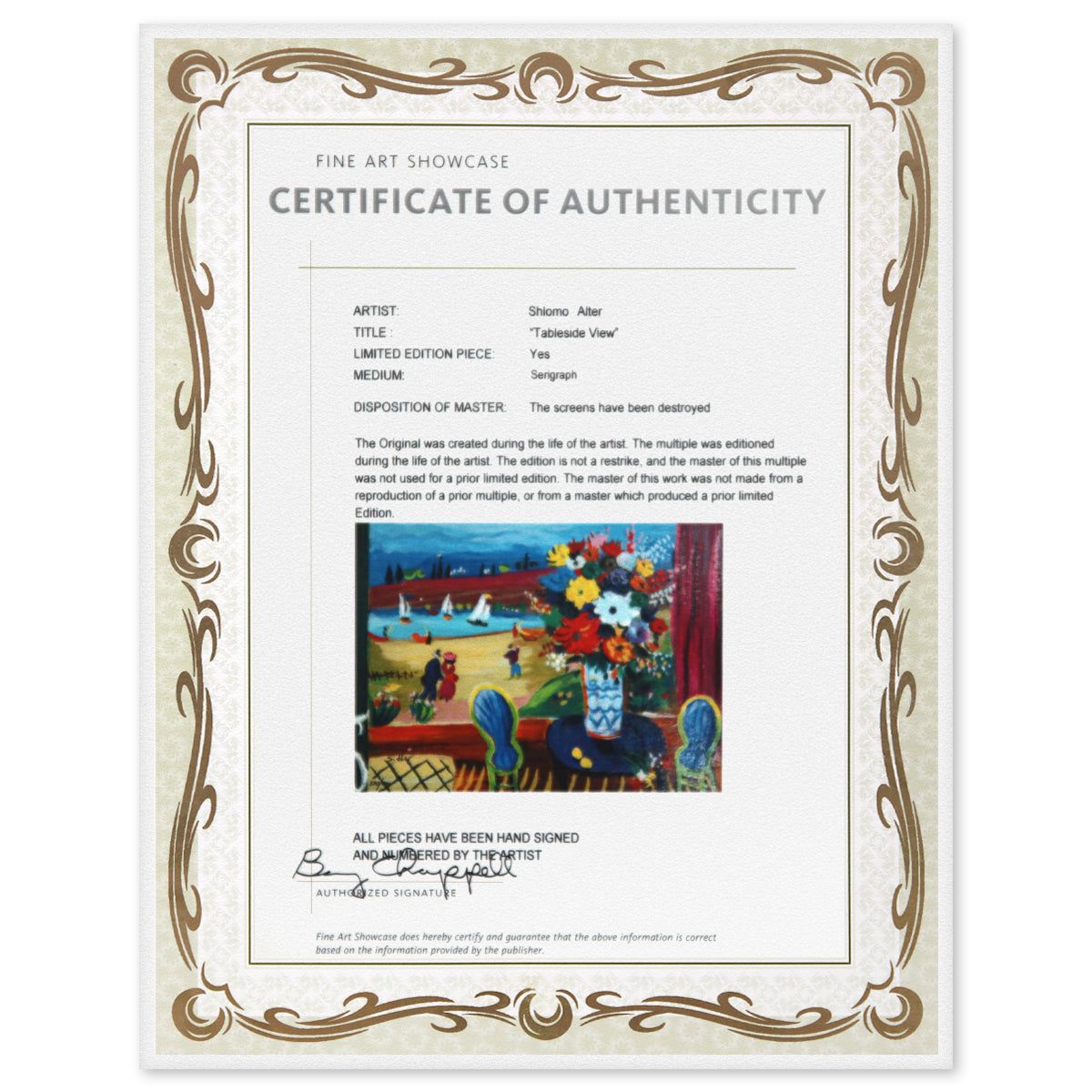 Shlmo Alter- Serigraph "Tableside View"