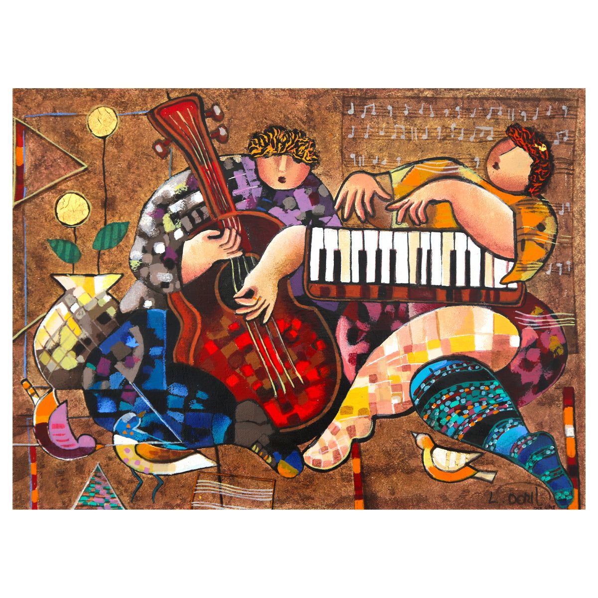 Dorit Levy- Hand Embelished Serigraph on Canvas "Folklore"