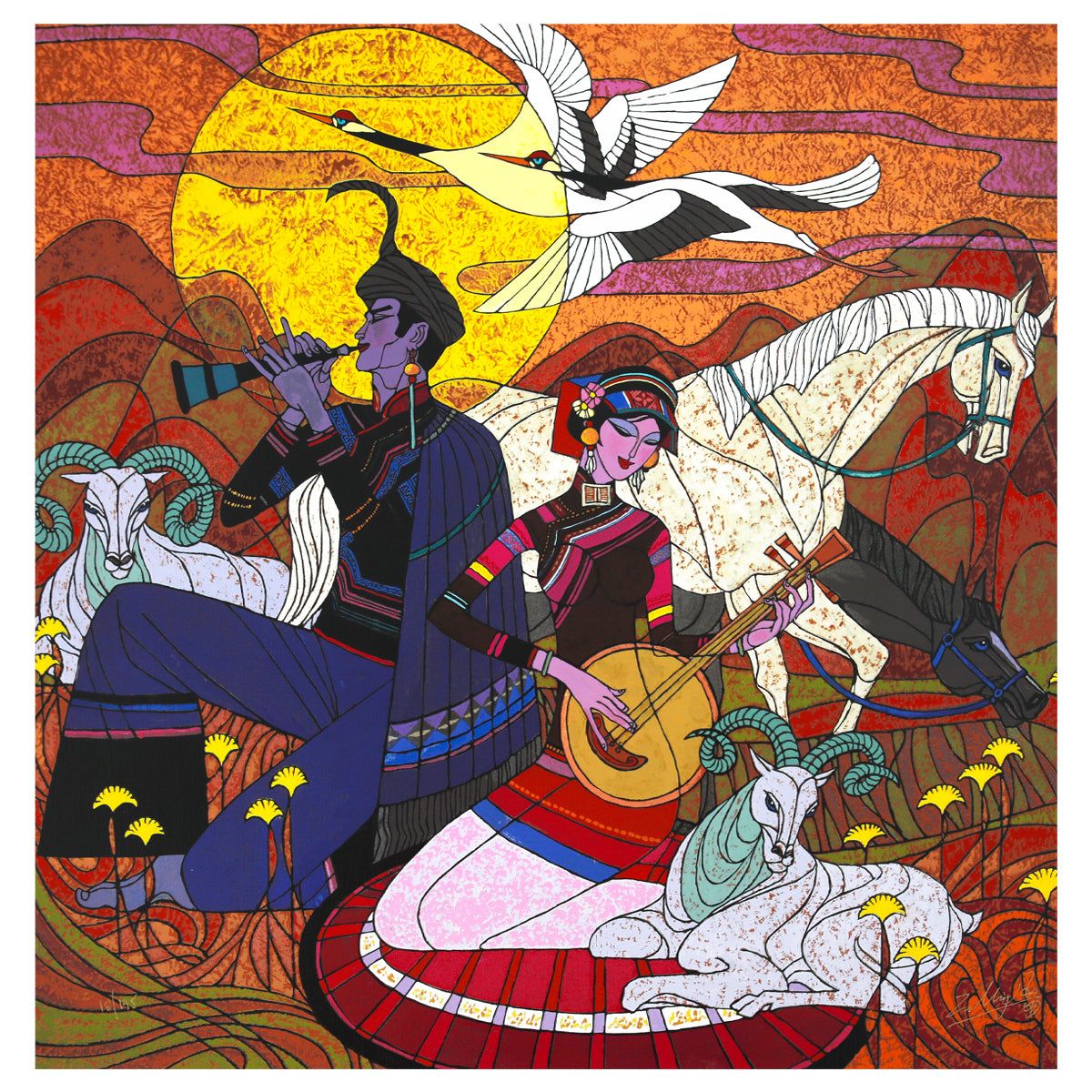 Zu Ming Ho- Silkscreen "In the Year of the Ram"