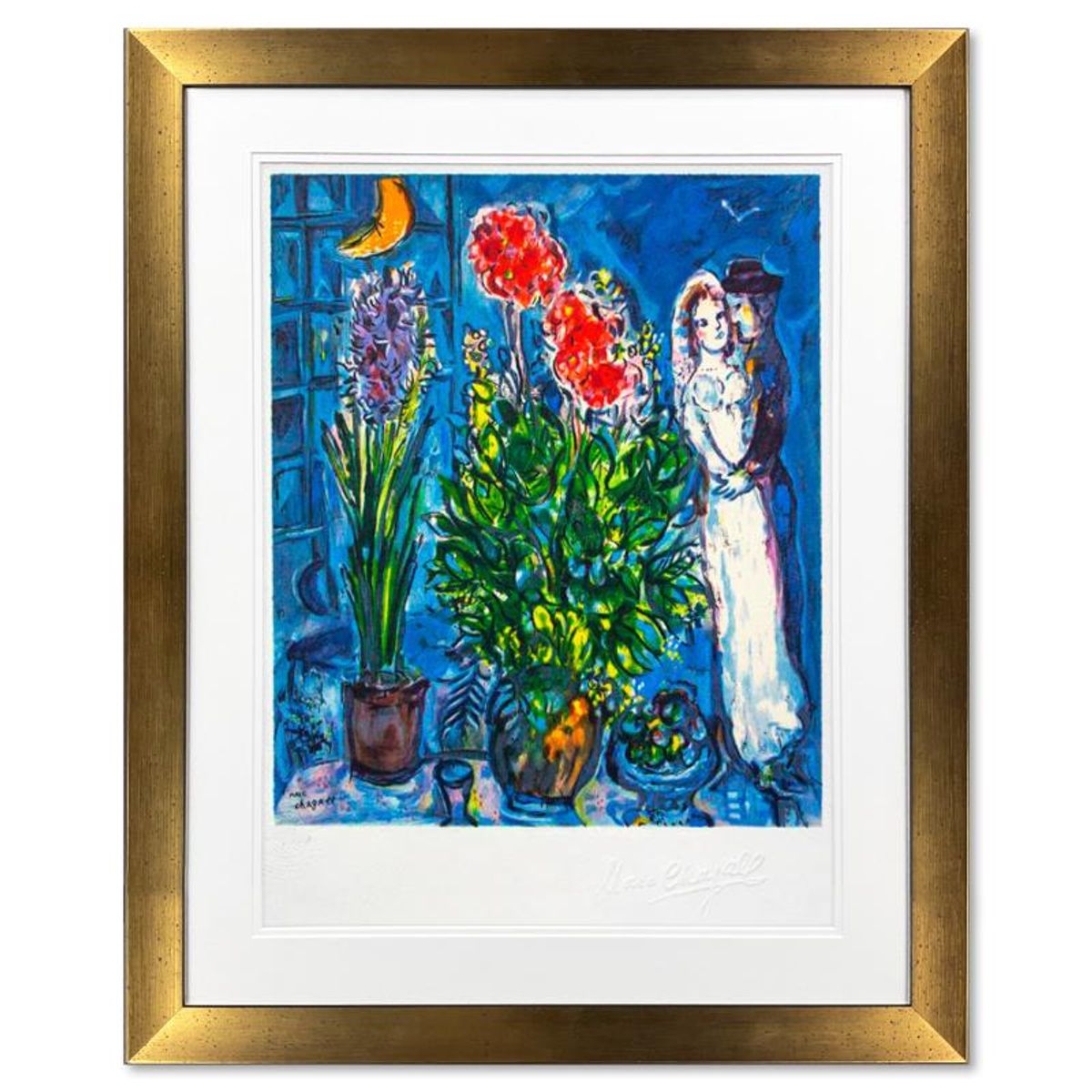 Marc Chagall (1887-1985), "Les Maries" Framed Limited Edition Lithograph with Letter of Authenticity.