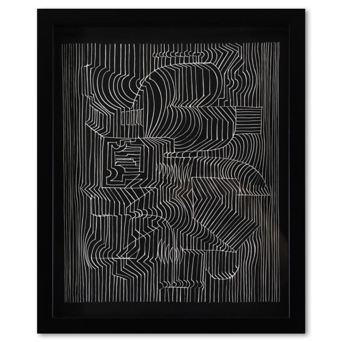 Victor Vasarely (1908-1997), "Gordium de la serie Ondulatoires" Framed 1973 Heliogravure Print with Letter of Authenticity