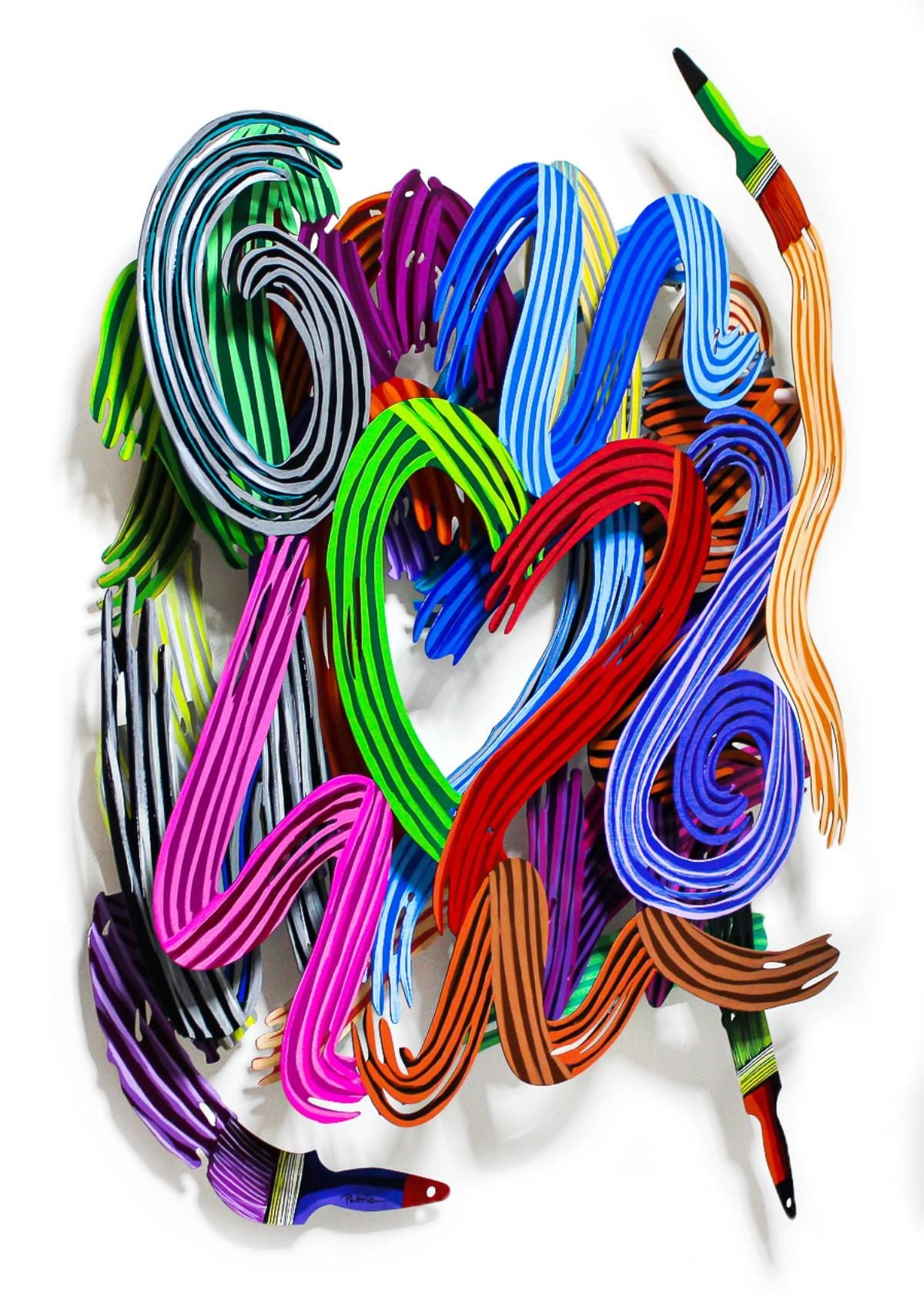 Patricia Govezensky- Original Painting on Cutout Steel "Work of Heart"