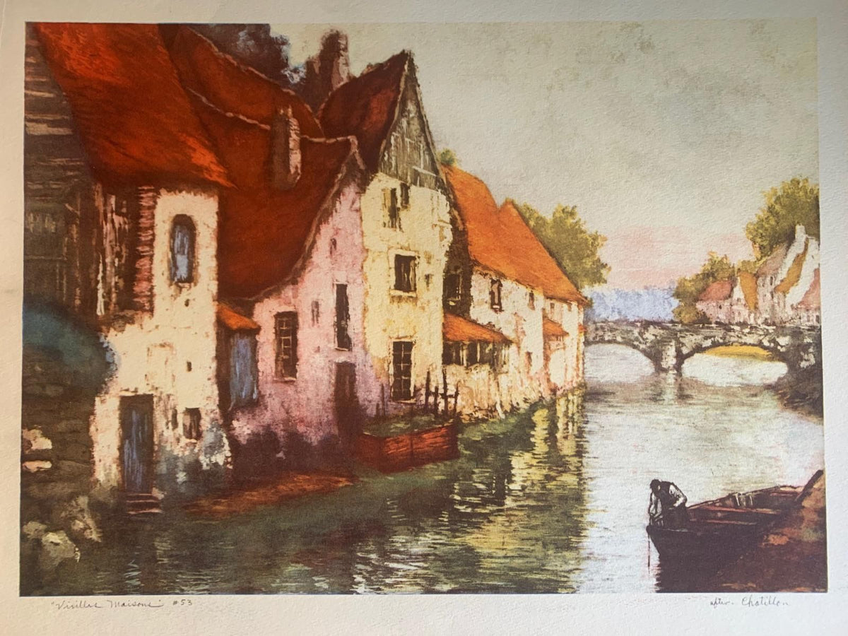 Unknown- Set of 3 vintage lithographs on paper