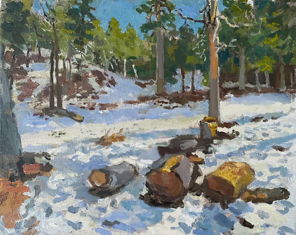 Boris Tyomkin - Oil on canvas "Melting Snow. Los Angeles Mountains"
