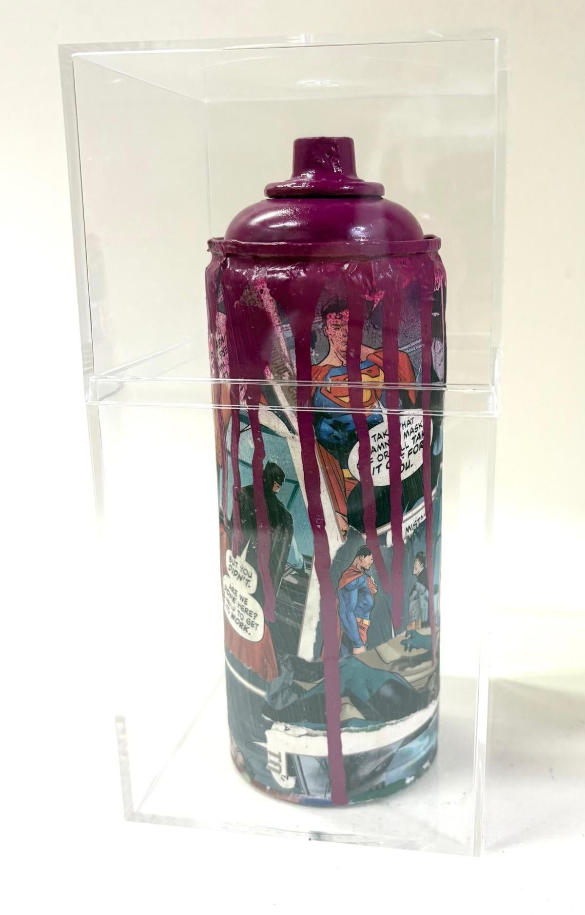E.M Zax- 1/1 unique collage and paints on artist used spray can