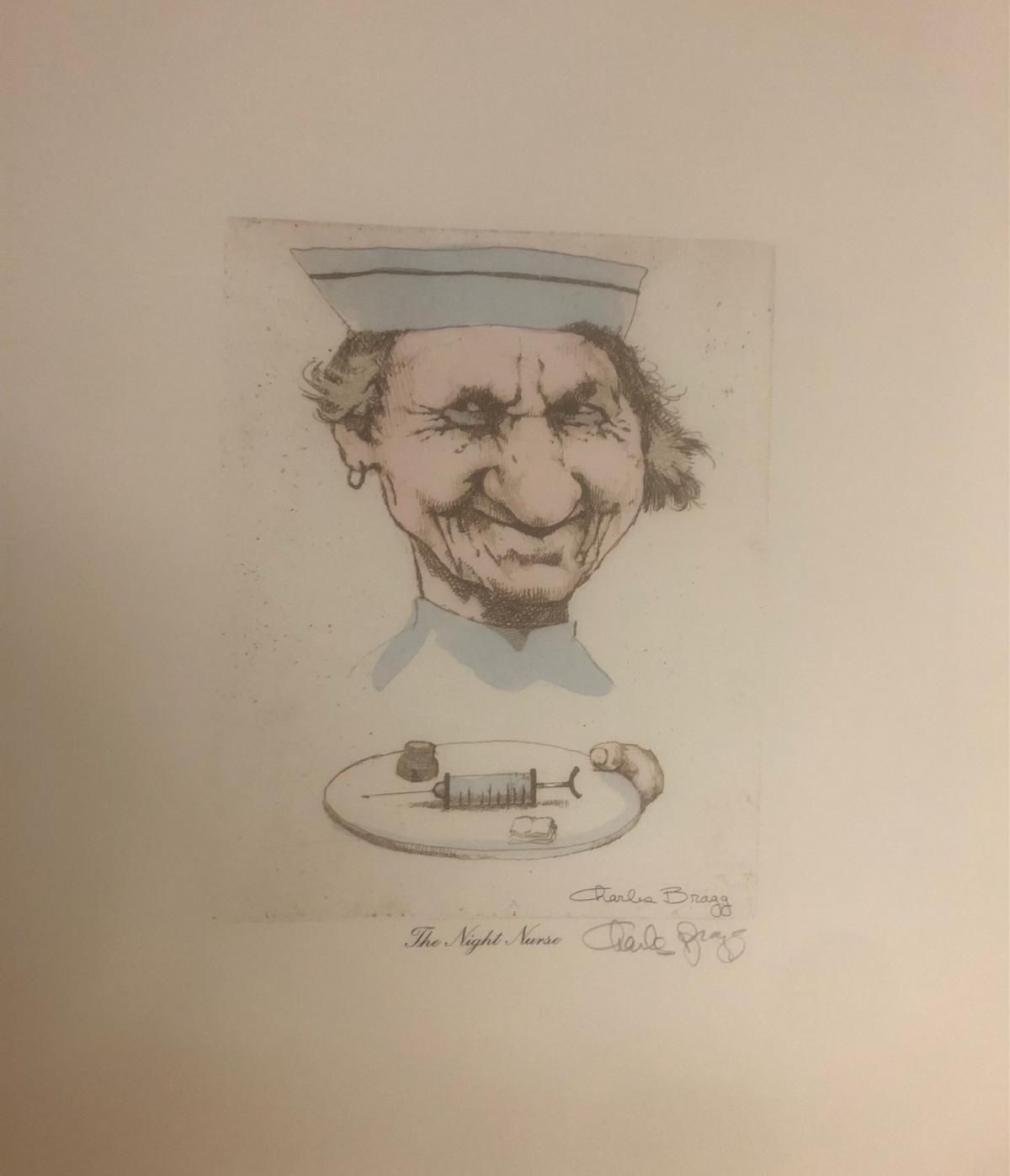 Charles Bragg- Hand watercolor over lithograph on paper "Unknown"
