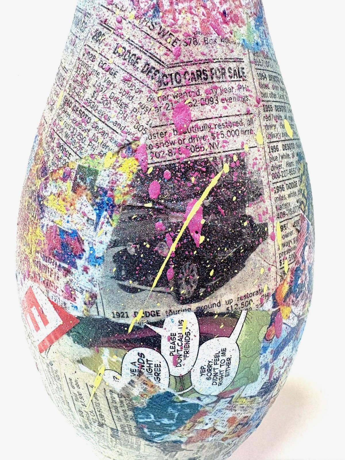 E.M Zax- 1/1 unique one of a kind sculpture with paints "Bowling Pin"
