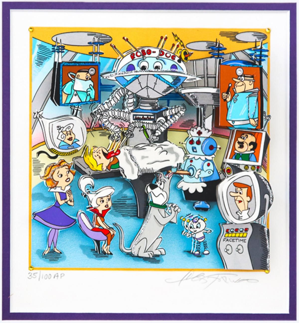 Charles Fazzino- 3D Construction Silkscreen Serigraph "A Jetson's House Call (Purple)"