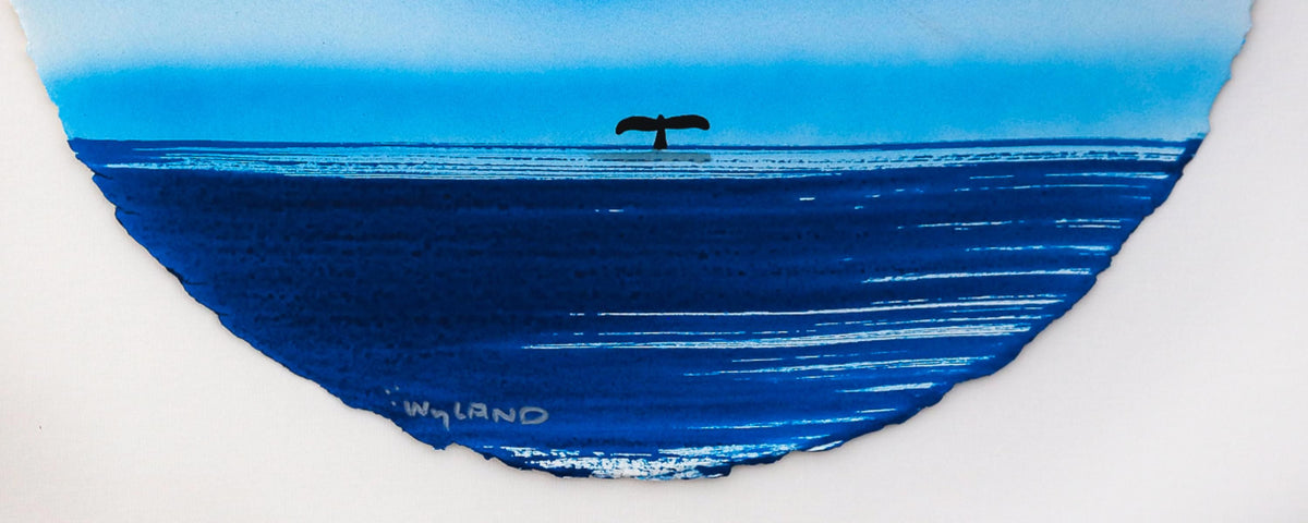 Wyland- Original Watercolor Painting on Deckle Edge Paper "Fluke"