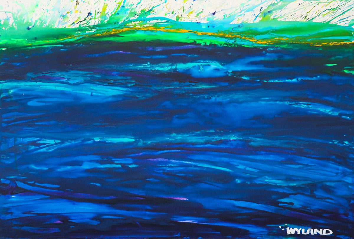 Wyland- Original Watercolor Painting on Deckle Edge Paper "Abstract"