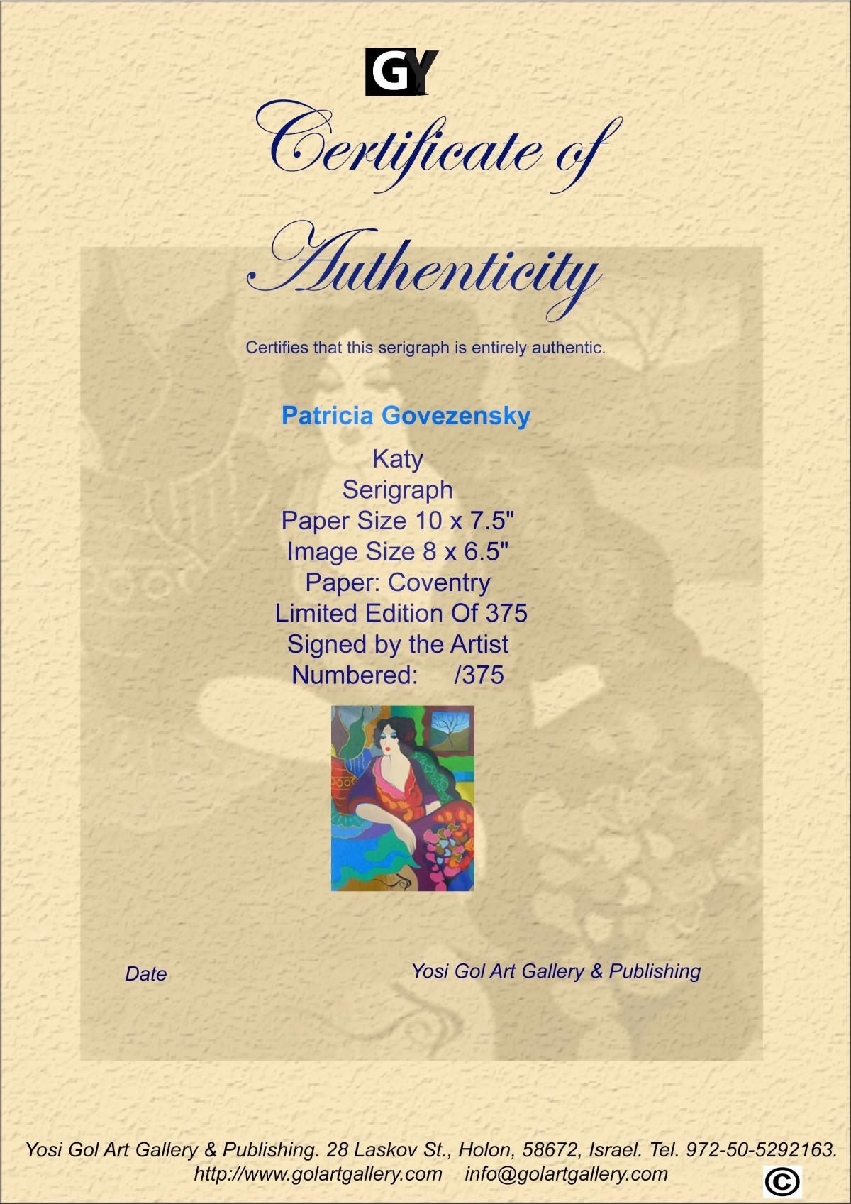 Patricia Govezensky- Original Serigraph on Paper "Katy"