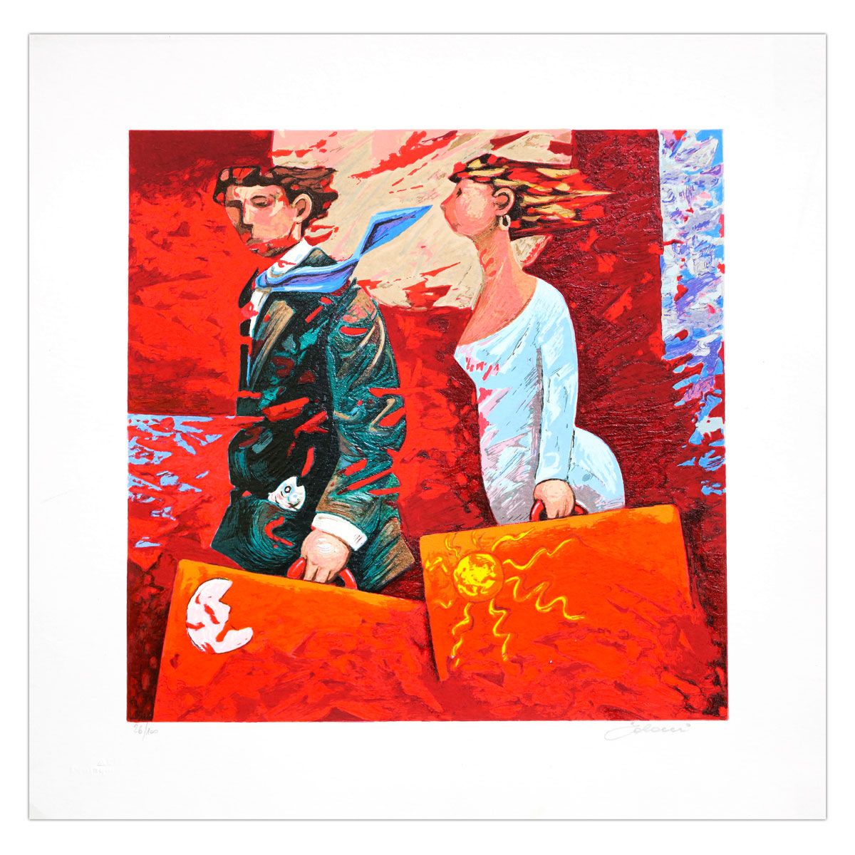 Giampaolo Talani- SIlkscreen on Paper "Partenze"
