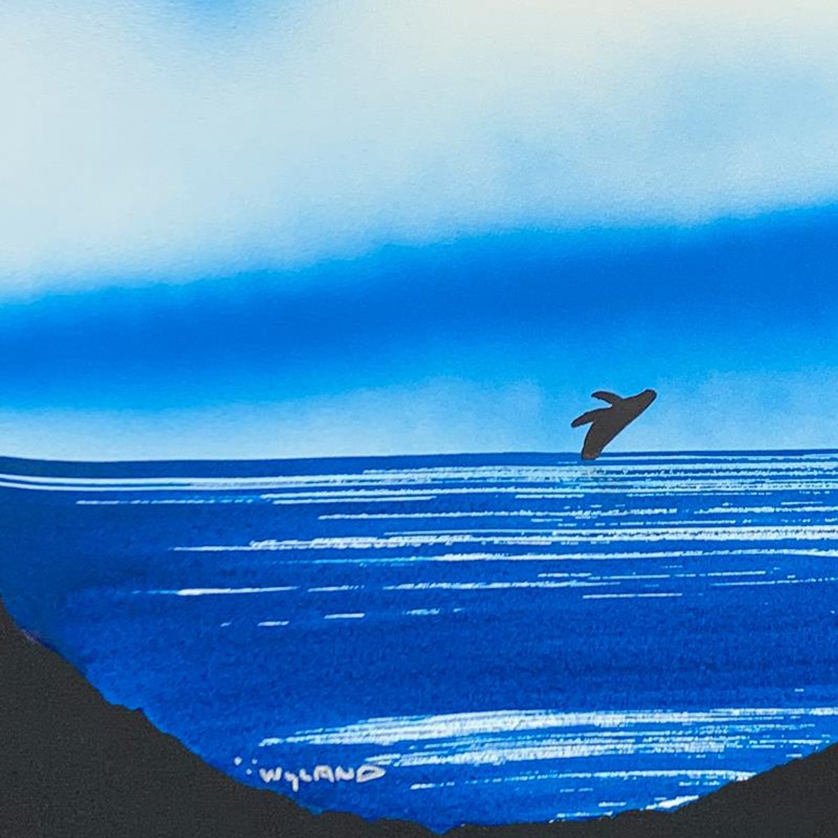 Wyland- Original Watercolor Painting on Deckle Edge Paper "Humpback"