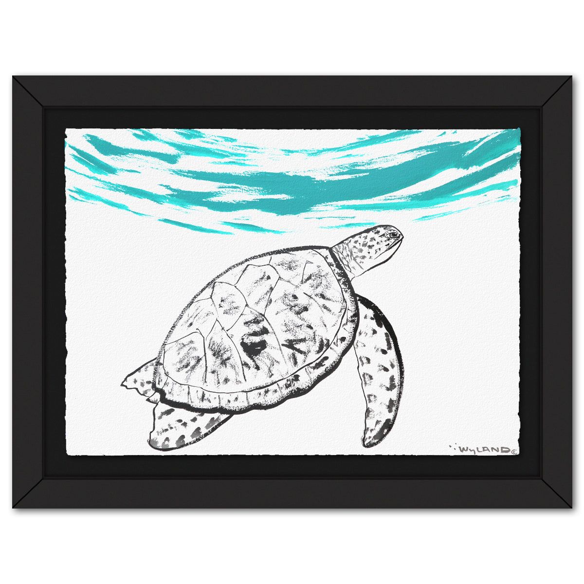 Wyland- Original Sumi Ink Painting "Turtle"