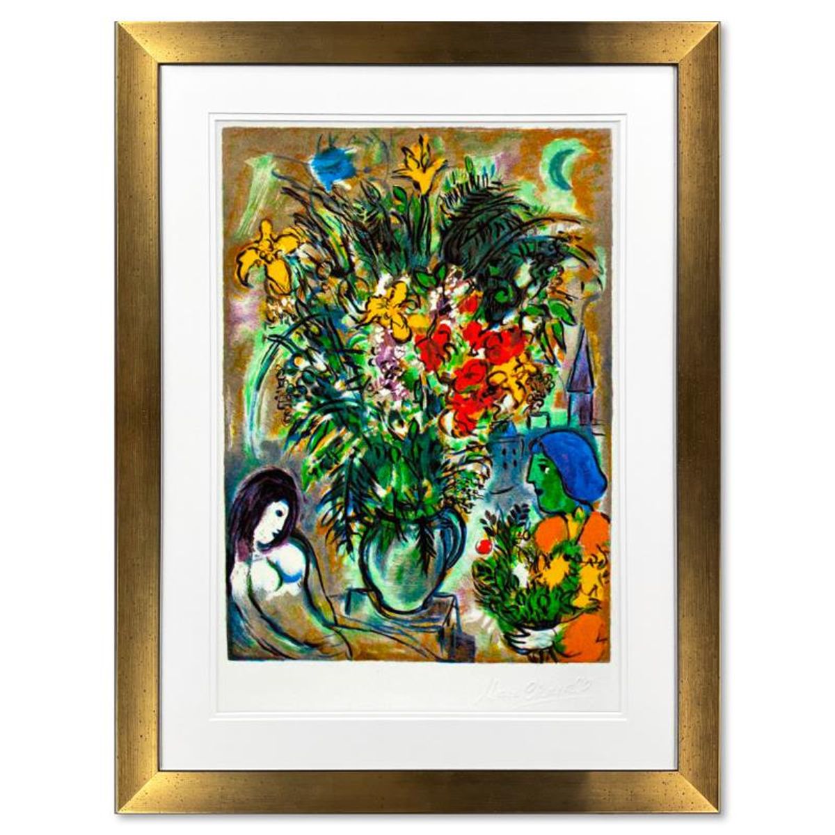 Marc Chagall (1887-1985), "L'offrande" Framed Limited Edition Serigraph with Letter of Authenticity.